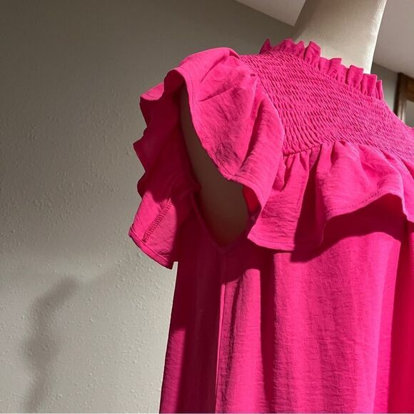 Pink ruffle sleeves mini a-line dress - Picture 3 of 12
